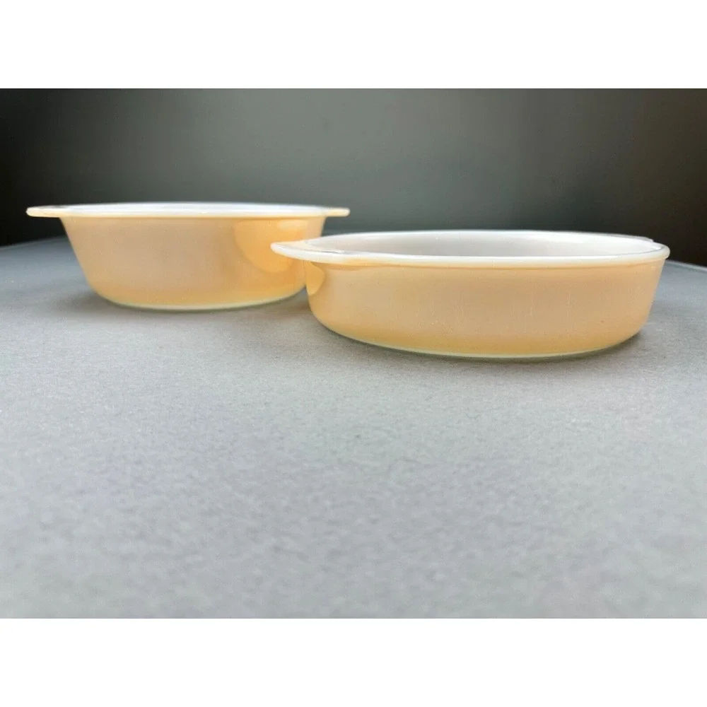 Set of 2 Vintage Fire King Iridescent Peach Lustre 8